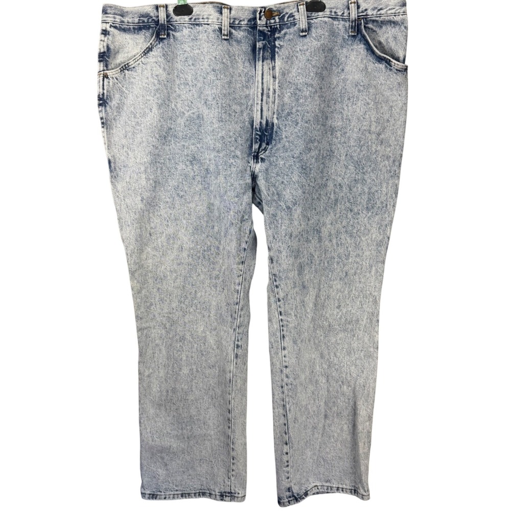 Rustler Mens Acid Wash Denim Jeans 48x30 Made in USA Vintage Straight Leg‎ Blue